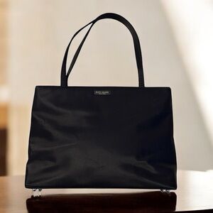 Kate Spade Classic Black Tote textile , black satin fabric bag